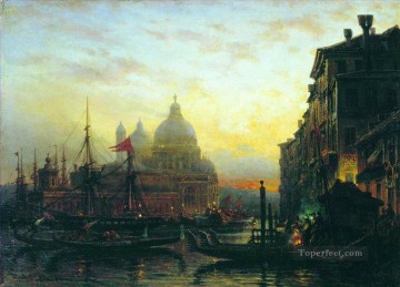 Venecia moderna Painting - Venecia de noche Alexey Bogolyubov paisaje urbano escenas de la ciudad